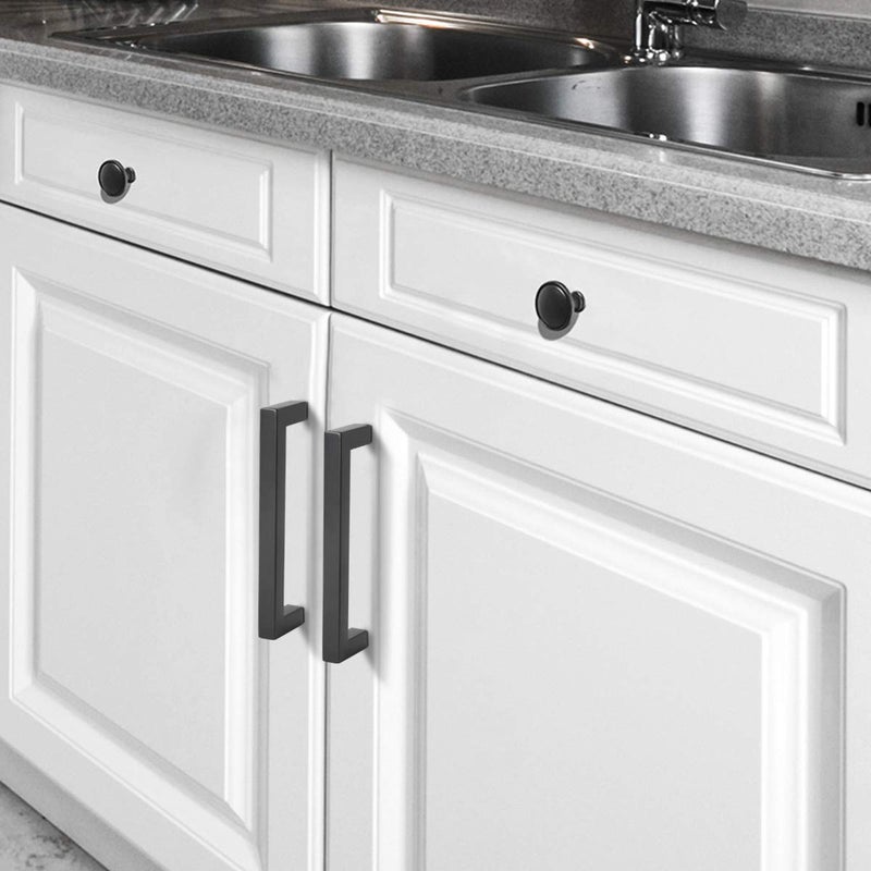 KNOBWELL 12 Pack 5" Black Stainless Steel Cabinet Handles, Kitchen Cabinet Pulls and Handles, Dresser Drawer Pulls, Overall Length 5-1/2in, Hole Centers 5in - Image 2